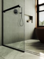 Душевая перегородка Maybahglass MGD-737-6у 89 см, профиль черный, стекло сатин