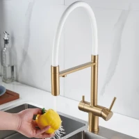 Смеситель для кухни Shevanik S178G золотой сатин, белый