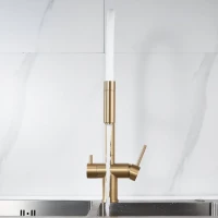 Смеситель для кухни Shevanik S178G золотой сатин, белый