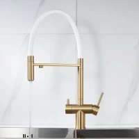 Смеситель для кухни Shevanik S178G золотой сатин, белый