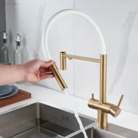 Смеситель для кухни Shevanik S178G золотой сатин, белый