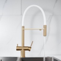 Смеситель для кухни Shevanik S178G золотой сатин, белый