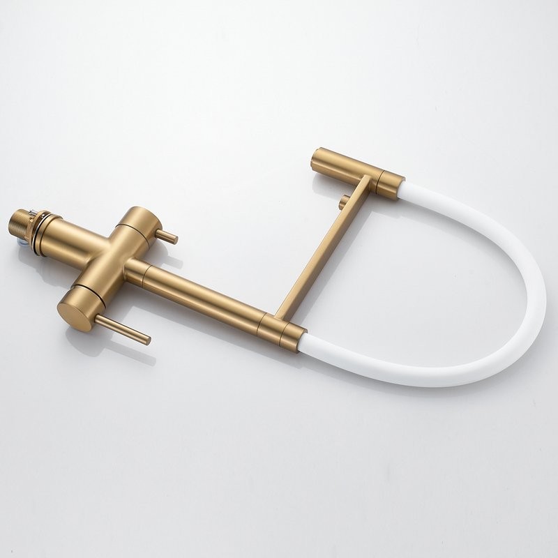 Смеситель для кухни Shevanik S178G золотой сатин, белый