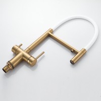 Смеситель для кухни Shevanik S178G золотой сатин, белый