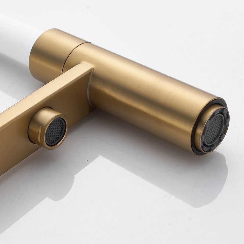 Смеситель для кухни Shevanik S178G золотой сатин, белый