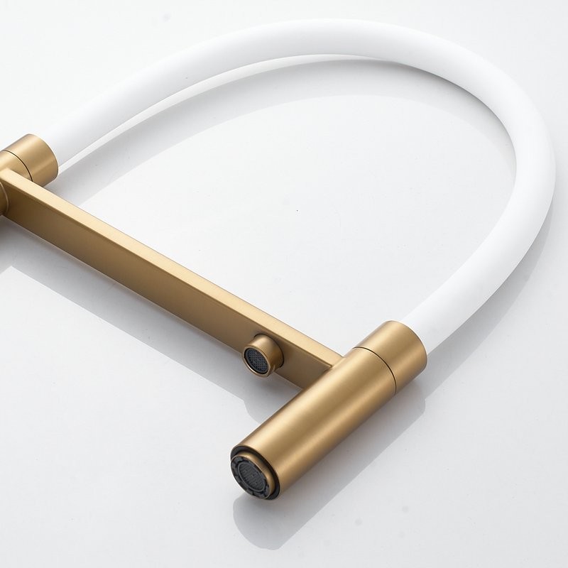 Смеситель для кухни Shevanik S178G золотой сатин, белый