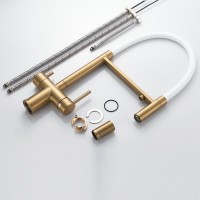 Смеситель для кухни Shevanik S178G золотой сатин, белый