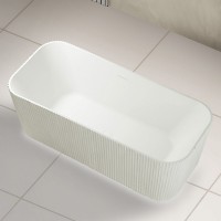 Ванна из искусственного камня Abber Stein AS9663 170x75 см, отдельностоящая, матовая белая, на ножках, с донным клапаном, фурнитура белая