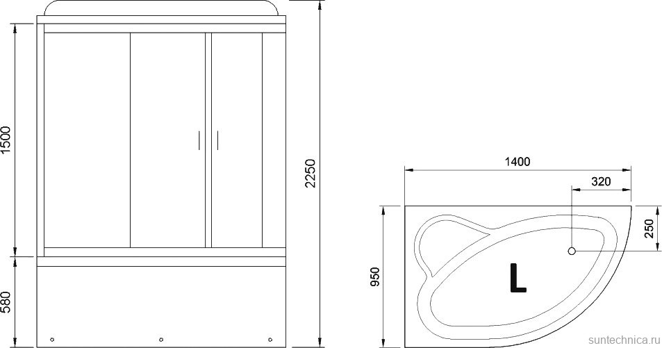 Душевой бокс Royal Bath ALP RB140ALP-T-L