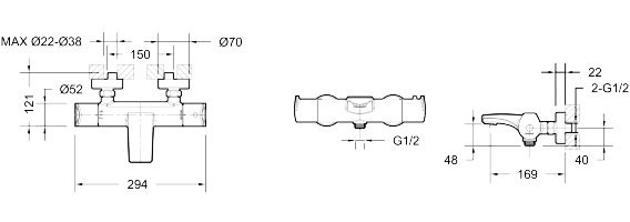 Душевой комплект Термостат Bravat Nizza F6353387CP-01-RUS для ванны с душем + Стойка Fit D283CP-2A-RUS