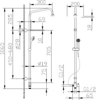 Душевой комплект Термостат Bravat Nizza F6353387CP-01-RUS для ванны с душем + Стойка Fit D283CP-2A-RUS