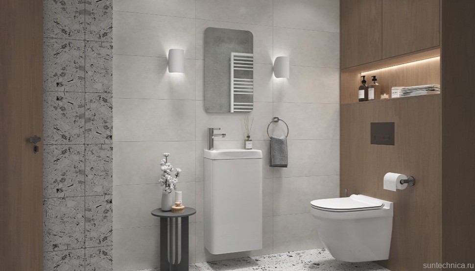 Тумба с раковиной Velvex Bio 40 maxi подвесная, глянцевая белая