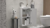 Тумба с раковиной Velvex Bio 40 maxi подвесная, глянцевая белая
