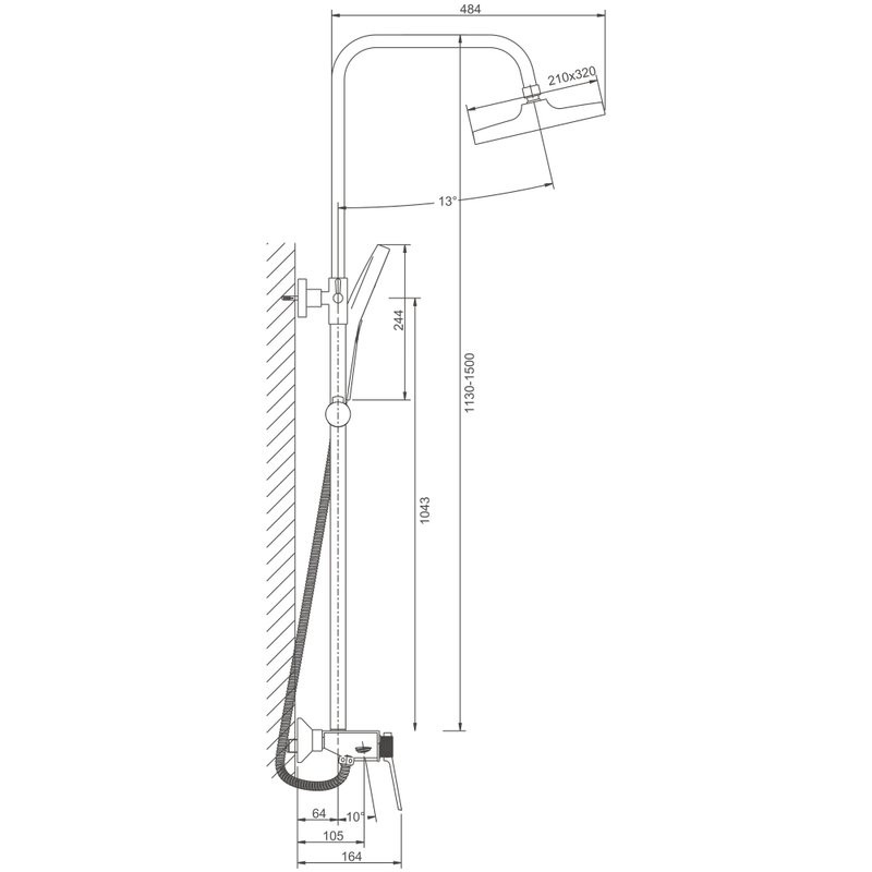 Душевая стойка BELZ B572 B24572-7 матовая черная