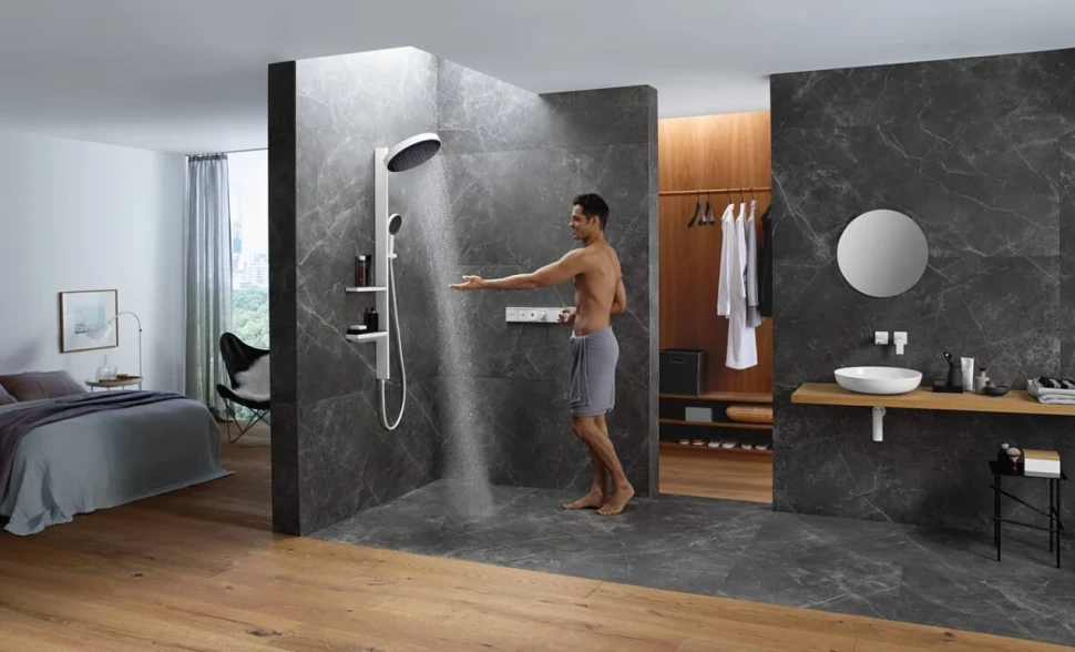 Термостатический смеситель встраиваемый Hansgrohe RainSelect 15380700 С ВНУТРЕННЕЙ ЧАСТЬЮ, матовый белый