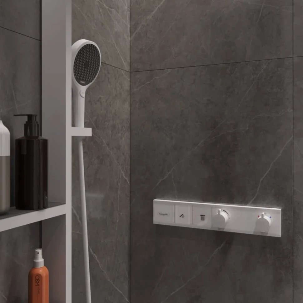 Термостатический смеситель встраиваемый Hansgrohe RainSelect 15380700 С ВНУТРЕННЕЙ ЧАСТЬЮ, матовый белый
