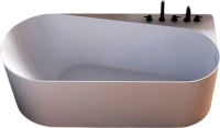 Акриловая ванна Abber AB9496-1.7 R 170x80 см, правая, пристенная, белая, асимметричная, с каркасом, со сливом-переливом