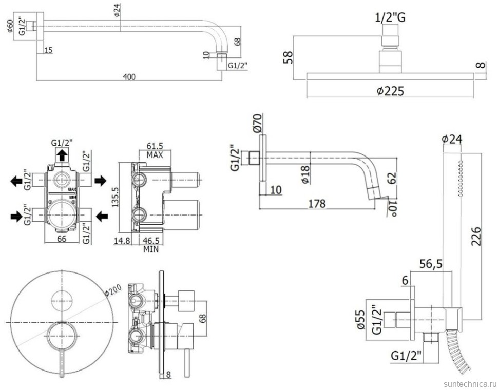 Душевой комплект Paffoni Light KITLIG019CR045 С ВНУТРЕННЕЙ ЧАСТЬЮ, хром