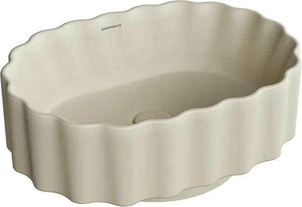 Накладная раковина KERAMA MARAZZI Conchiglia 51 матовая песочная, овальная, фаянс
