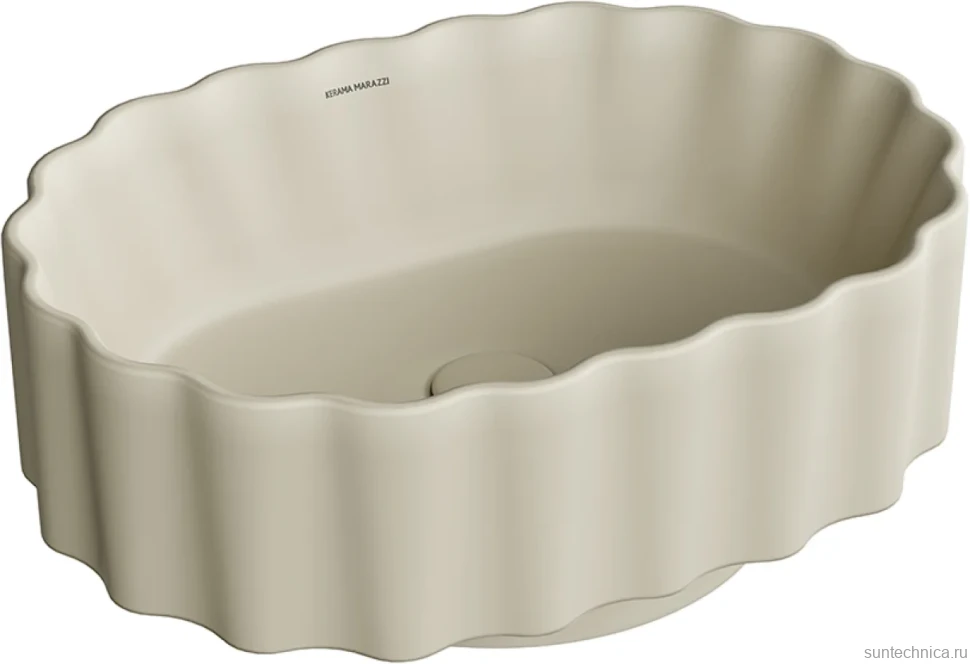 Накладная раковина KERAMA MARAZZI Conchiglia 51 матовая песочная, овальная, фаянс