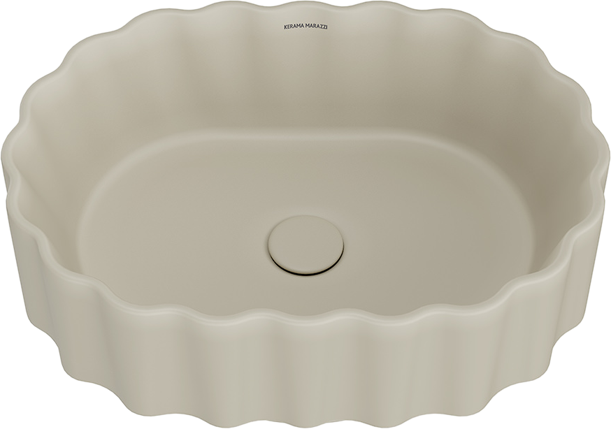 Накладная раковина KERAMA MARAZZI Conchiglia 51 матовая песочная, овальная, фаянс
