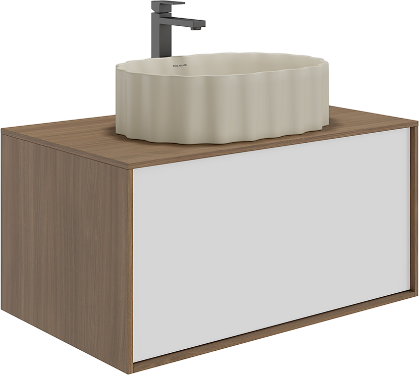 Накладная раковина KERAMA MARAZZI Conchiglia 51 матовая песочная, овальная, фаянс