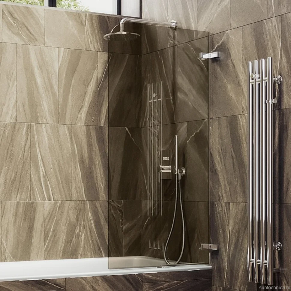 Шторка на ванну Maybahglass MGV-646-4 40 см, профиль хром, стекло бронза
