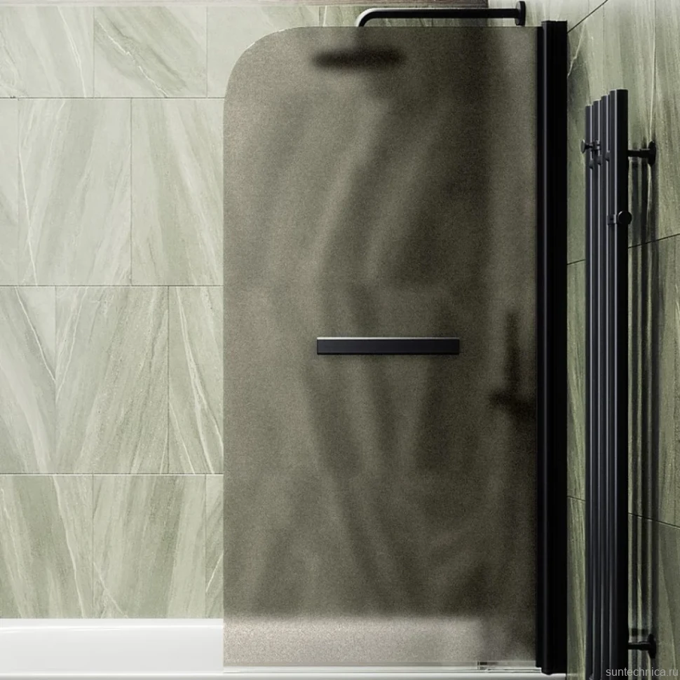 Шторка на ванну Maybahglass MGV-778-6 60x140, профиль черный, стекло матовая бронза