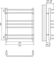 Полотенцесушитель водяной Lemark Luna П7 50x60