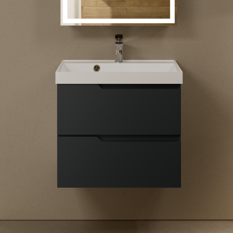 Тумба с раковиной AQUAme S3 60 подвесная, 2 ящика, антрацит