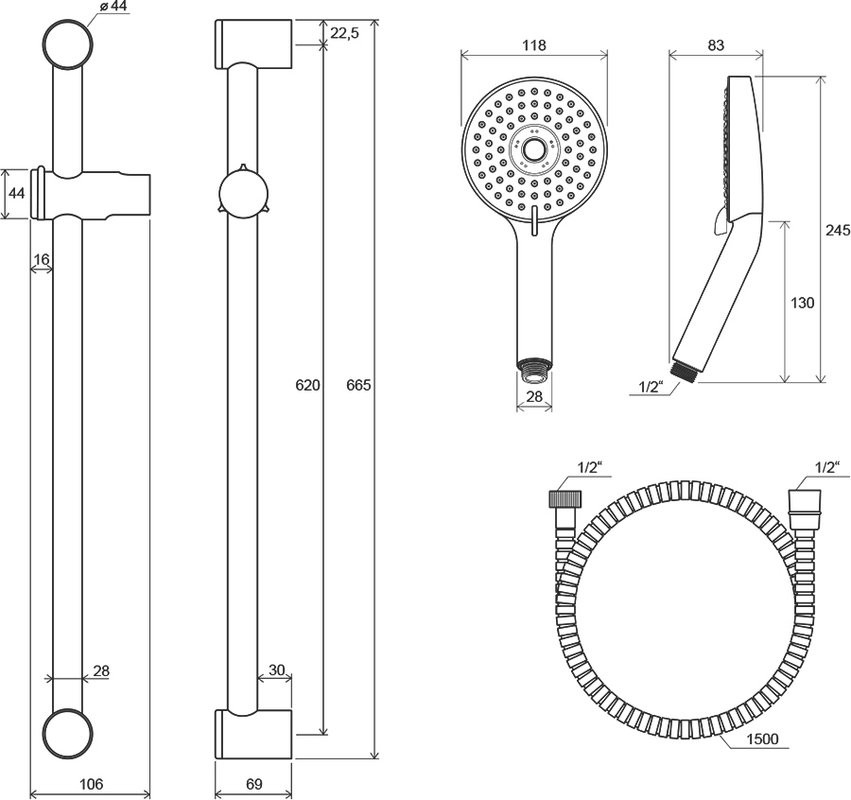 Душевой гарнитур Ravak 922.00 хром