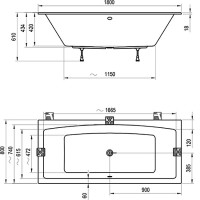Акриловая ванна Ravak Formy 02 Slim 180x80 см, встраиваемая, белая, на ножках