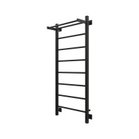 Полотенцесушитель электрический Grota App 530х1200 RAL9005 EL 120x55 см, подключение справа, слева, скрытое подключение справа, матовый черный, лесенка, из стали, с полкой