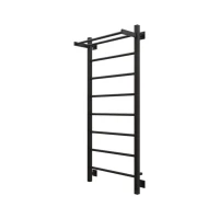 Полотенцесушитель электрический Grota App 530х1200 RAL9005 EL 120x55 см, подключение справа, слева, скрытое подключение справа, матовый черный, лесенка, из стали, с полкой
