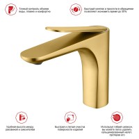 Смеситель для раковины Raglo R21.10.03, золотой сатин Смеситель для раковины Raglo R21.10.03, золотой сатин