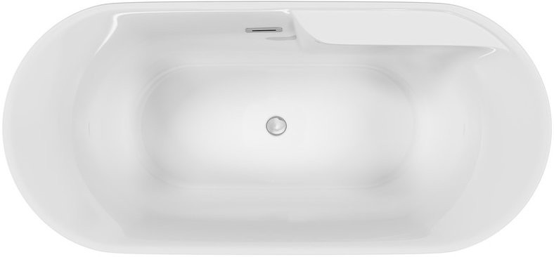 Акриловая ванна Sancos Omega FB16 170x80 см, отдельностоящая, белая, овальная, с каркасом, со сливом-переливом