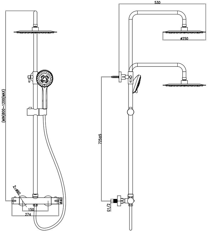 Душевая стойка SantiLine SL-9007 хром