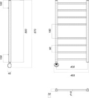 Полотенцесушитель электрический Domoterm Куба П8 40x80 EL, хром, L