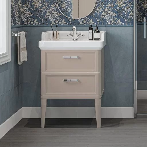 Тумба с раковиной KERAMA MARAZZI Pompei 60 напольная, с 2 ящиками, камео бежевый глянцевый