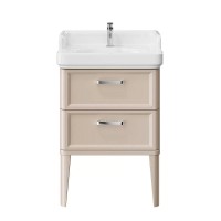 Тумба с раковиной KERAMA MARAZZI Pompei 60 напольная, с 2 ящиками, камео бежевый глянцевый