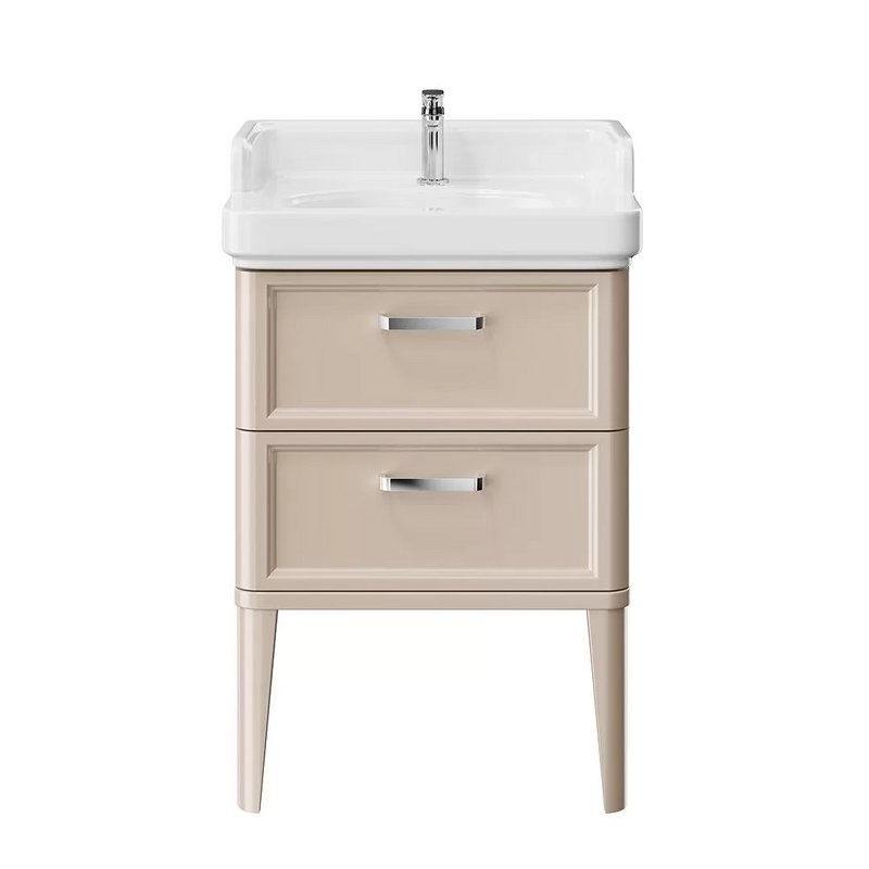 Тумба с раковиной KERAMA MARAZZI Pompei 60 напольная, с 2 ящиками, камео бежевый глянцевый