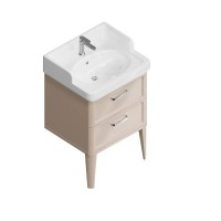 Тумба с раковиной KERAMA MARAZZI Pompei 60 напольная, с 2 ящиками, камео бежевый глянцевый