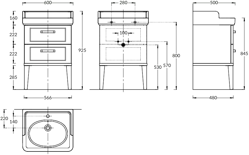 Тумба с раковиной KERAMA MARAZZI Pompei 60 напольная, с 2 ящиками, камео бежевый глянцевый
