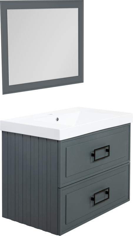 Мебель для ванной комнаты La Fenice Cubo Twin 80 серая, ручки черные