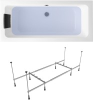 Акриловая ванна Lavinia Boho Pure 170x75 см, встраиваемая, белая, с каркасом, с подголовником