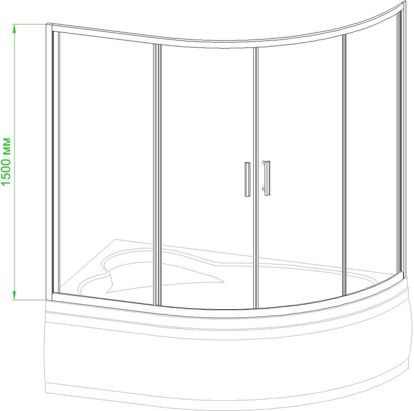 Шторка на ванну Royal Bath Alpine RB150ALP-C, 150 см матовое стекло