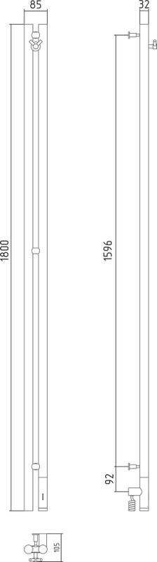 Полотенцесушитель электрический Сунержа Нюанс 3.0 180 см белый, правый