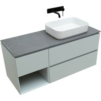 Тумба с раковиной Allen Brau Infinity 120 R подвесная, папирус матовый, столешница графит структ