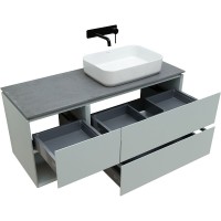 Тумба с раковиной Allen Brau Infinity 120 R подвесная, папирус матовый, столешница графит структ