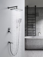 Душевая система / Тропический душ со смесителем встраиваемая Shevanik S9935T, оружейная сталь